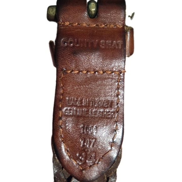 County Seat Leather Braided Belt, Brass Buckle, Brown, Size 34 - Picture 3 of 4